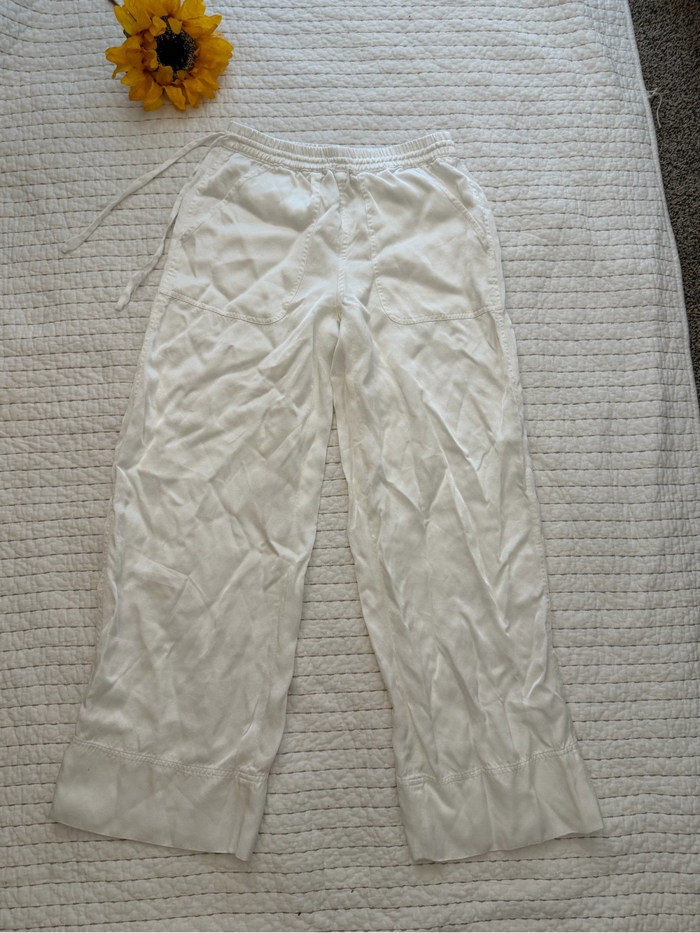 Club Monaco White Wide-Leg Drawstring Pants